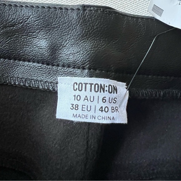 NWT Cotton On High Rise Arden Black Faux Leather Women Pants Size 6 - Picture 3 of 12